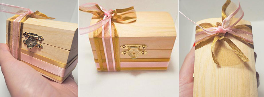 Μπομπονιέρα ξύλινο μπαουλάκι - κουτάκι